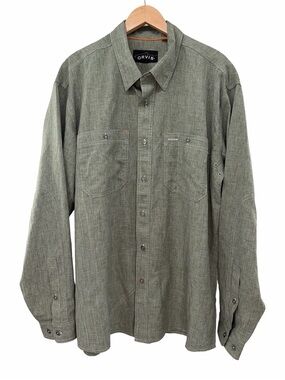 Orvis Men's Long-Sleeve Button-Up Shirt in Olive Green Size XL